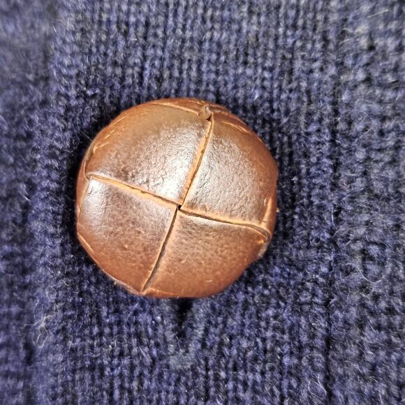 Jos A Bank Cardigan Sweater Mens XXL Navy Lambswool Grandpa Academia Leather 2XL - Picture 4 of 10